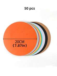 50pcs/Pack 7.87in Round Colored Cards, Kraft Paper & Colored Art Paper Combination, Multi-Size Round Cardboard, 220gsm Thick Round Art Paper, Suitable For Painting, Display, Model Making, Architecture Colored Paper