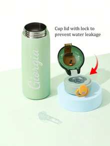 1pc Custom Name Stainless Steel Water Bottle With Silicone Straw, 460ml Personalized Insulated Cup, Custom Name Leak-Proof Stainless Steel Bottle, Back To School, Birthday, Graduation Gift Idea For Boys, Girls, Teens,Multi-Functional,Ornamental,Letter,Stylish,Modern,Colorful,Cute,Adorable,Casual,Custom,Personalised,Unique,Customized,Ideal Gifts For Him,Ideal Gifts For Her,Christmas Gift Supplies - Multicolor - View 4