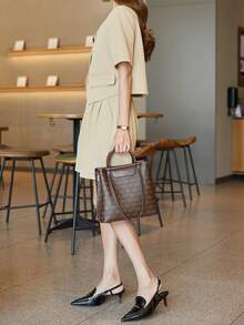 Bolso tote de gran capacidad para mujer, bolso de hombro casual para viajes, bolso cruzado ligero, de marca de lujo, versátil y de alta gama, nuevo bolso casual 2025 - Café - Ver 6