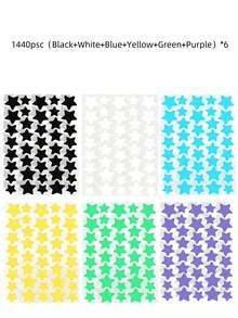 1400/1120/560/280 Pcs Star Stickers, Halloween And Christmas Decorative Stickers, Colorful Pentagram Stickers, Suitable For Party, Holiday Photo Decoration, Face Decoration (1 Sheet Per Color), For Decoration Only (Not For Makeup), Cosmetics, Inexpensive, Room Decoration, Vanity, Travel, Bedroom, Makeup Accessories, Inexpensive, Christmas Gift, Cosmetics, Makeup Tools, Cheap Goods, Gifts, Women's Gifts, Christmas Gifts - Multicolor - View 55
