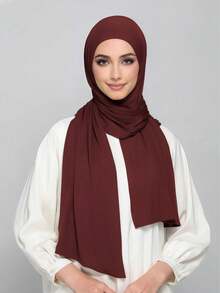 1 buah Jilbab Muslim Instan dengan Tali Pengikat, Terbuat dari Kain Lembut, Bernapas, dan Anti-Pilling, Cocok untuk Pemakaian Sehari-hari Sepanjang Tahun - Burgundy - View 3