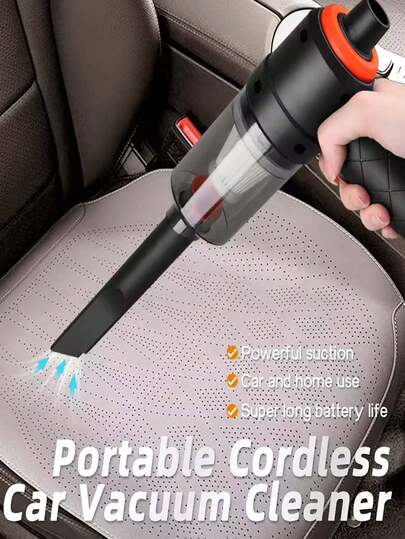 便携式无绳手持吸尘器，大功率无线吸尘器，USB 充电家用车载手持吸尘器，吸力强劲，独特的吸吹功能，非常适合汽车/办公室/家用吸尘器，汽车配件