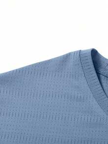 Men's Summer Quick-Dry Mesh T-Shirt, Lightweight Breathable Casual Versatile Short Sleeve, Comfortable For Sports & Outdoor - Baby Blue - View 4