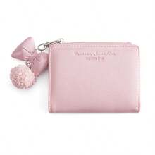 2025 New Korean Simple Bow Pendant Women Short Wallet Small Compact Multislot Student Card Holder For Women Wallet Cute Wallet Mini Wallet Purse Wallet Men Wallet Leather Small Wallet