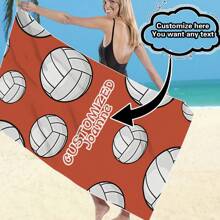 1pc Personalized Beach Towel With Custom Name And Volleyball Print - Super Absorbent, Microfiber, Color-Fast, Available In Multiple Sizes, Suitable For Beach, Pool, Yoga - Unisex Gift, Pool-Side Accessory | Vibrant Design | Color-Fast Fabric Travel Essentials Travel Accessories Beach Essentials
