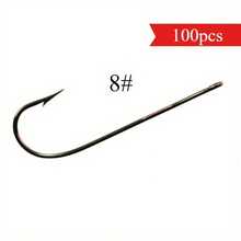 100pcs Long Shank Hook With Hole Barbed Hook Bass Hook - Silver - View 13