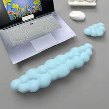 云形键盘腕托，柔软仿皮记忆泡沫腕托/垫，符合人体工程学的防滑桌垫，适用于电脑游戏/笔记本电脑/垫子/可爱办公桌 - 白色 - 查看 11