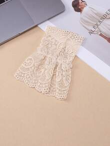 1 Pair Short Lace Cuffs Wrist Wraps With Floral Trim, Elevated Lace Collar Detachable Sleeve Cuffs - Multicolor - View 2