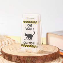 Semn de birou cu clips acrilic creativ "Avertisment Pisici Vărsături", suport pentru carduri amuzant pentru birou, clip pentru accesorii de birou, decor pentru cameră și birou, cadou pentru prieteni, colegi, familie și studenți, cadou unisex pentru birou