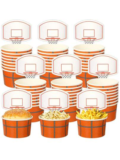 10pcs/Set Basketball Hoop Snack Cups For Parties, Sports Balls, Birthday Party Gifts, Basketball Sport Themed Party Favors