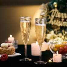 6-Ounce Clear Champagne Glasses, Disposable Cups Suitable For Parties, Weddings, Banquets, Family Holidays, Picnics, Cocktails, Mimosas, Bars, Engagements, Thanksgiving, Christmas, And Baking
