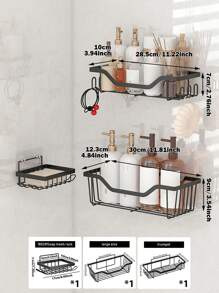 1/2/3pcs Metal Soap Dish Bathroom Drain Soap Holder Wall Mounted Shower Caddy Bathroom Storage Rack