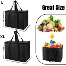 1 pezzo Borsa isolata portatile ad alta capacità, con isolamento termico a 3 strati, in tessuto non tessuto PVC, può mantenere il cibo caldo/freddo per 1,5 ore, rivestimento interno in alluminio facile da pulire, imbottitura in schiuma, manico, adatta per il ritorno a scuola, borsa da trasporto per uso esterno
