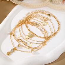 5 chiếc/Vòng chân bướm ngọc trai dứa Boho, Trang sức nữ, Trang sức vàng, Hàng ngày, Đám cưới, Tiệc tùng, Quà tặng - Vàng - Xem 2