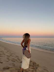 Women Floral Printed Beach Vacation Casual Elegant Sexy Summer Dress - Purple - View 7