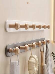 Creative Wooden Door Back Hook - Rust-Proof Thickened Carbon Steel Wall Hook, Wall-Mounted Coat Hook, Solid Wood Hanger, Hat Rack, Bathroom Hook. Kitchen Storage Rack. Suitable For Bedroom, Porch, Foyer, Foyer Storage, Wall Decoration - Adhesive-Free Hook, Room Decoration. Morlot Style Hook (Wood Style, Durable, Anti-Peeling Paint)