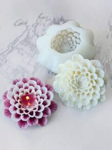 1pc 3D Flower Candle Silicone Mold (Mold Chip + Cotton Core Combo) - DIY Floral Scented Soap & Resin Casting Mold, Suitable For Holiday & Birthday Gifts, Easy Demold, Heat Resistant, Clear Texture