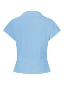 Sunny Girly 秋季女式 Y2K 返校纯色学院风性感风格纽扣设计翻领修身褶皱衬衫上衣