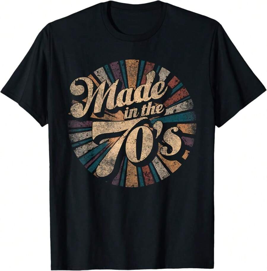 Camiseta retro vintage con diseño de fiesta de los años 70, hecho en los 70 - Negro - Ver 1