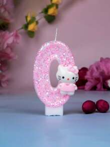 Sanrio 1 pezzo - Candela per festa di compleanno/festival a tema Sanrio, Dolce candela rosa di Hello Kitty, disponibile nei numeri da 0 a 9, decorazione per torta adorabile a forma di gattino