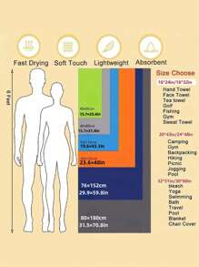 Toalla deportiva de secado rápido de 40x80/76x152cm de tela de microfibra en color azul, gris, verde, naranja para natación, gimnasio, acampada, correr, playa