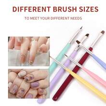 6 pièces Brosses d'art pour ongles avec manches en bois de couleur macaron, kit DIY, outil de pointage pour peinture de gel pour manucure