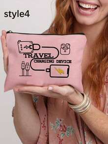 Canvas Charger Storage Bag - Low Allergic, Non-Waterproof Electronics Accessory Case - Unisex Travel Data Cable And USB Organizer Pouch ,Power Bank ,Portable Charger Charger Case School College Headphone Case Cable Bag Electronic Bag Cable Organizer Power Bank Charger - Multicolor - View 3