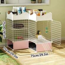 Jaula grande para conejo de interior para uso doméstico, recinto espacioso con diseño a prueba de orina, hábitat para animales pequeños - Multicolor - Ver 10