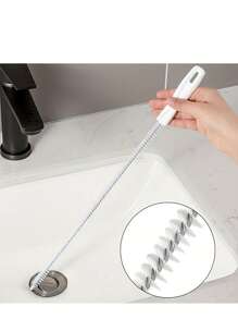 1 pieza Cepillo flexible para limpiar tuberías de drenaje, apto para fregaderos de baño y cocina, herramienta manual para eliminar obstrucciones, artículos de limpieza de plomería para el hogar.