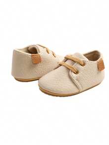 Baby Boys Girls Lace Up Sneakers, Autumn Soft Sole Infant Moccasins, Newborn Anti-Slip First Walkers Shoes - 米色 - 查看 4