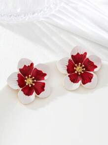 1 Paar Damen stilvolle blumenförmige Ohrringe mit Farbverlauf-Farbverlauf und asymmetrischem Design, silberne Cut Out spiralförmige Creolen als personalisierte Ohrringe