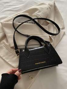 2025新款时尚女士托特包休闲通勤斜跨包时尚简约单肩手提包 - 黑色 - 查看 9