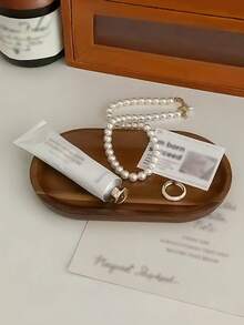 1pc Creative Scandinavian Minimalist Paulownia Wood Tray, Desktop Aromatherapy Candle Stand, Wooden Plate Entryway Key Holder Jewelry Earrings Necklace Organizer For Women Storage Organizer Travel Holiday Essential Fall Decor Autumn Halloween