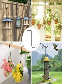 1/4/8pcs Heavy Duty Fence Hooks, Plant Hanging Hooks For Indoor/Outdoor, Garden Hanging Brackets, For Plants, Bird Feeders, Lanterns, Fences (Black+White)