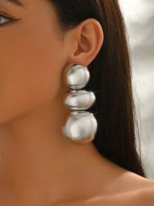 1 paire de boucles d'oreilles pendantes rondes classiques brillantes et élégantes à motif géométrique pour femmes, convenant pour un usage quotidien, de vacances ou de fête