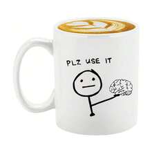 1 Pieza Taza de café de cerámica de 11 onzas con ilustración de "Por favor úsala" del cerebro, taza reutilizable con recubrimiento múltiple, apta para lavavajillas y microondas, taza de café con humor de uso múltiple, regalo portátil para la oficina, taza de té, taza de leche, de vuelta a la escuela - Multicolor - Ver 14