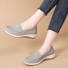 Women'S Casual Height-Increasing Wedge Loafers - Lightweight, Versatile Slip-On Shoes With TPR Sole, Synthetic Upper & Insole, Lace-Up Design, Black, All-Season Comfort, Casual Footwear | Casual Style | Durable Footwear