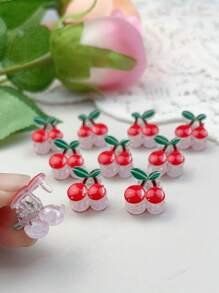 10pcs/Pack New Mini Cherry Barrettes For Kids, Versatile Short Hair Clips, Side Bang Hair Accessories