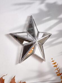 1pc Creative Resin Made Gold & Silver Tone 5-Pointed Star Home Decor Crafts, Wall Hanging With Mirrored Star Surface