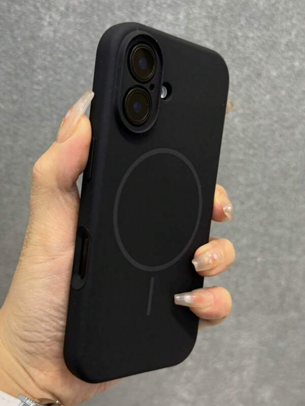 1 pieza Funda magnética minimalista de silicona líquida mate para iPhone 16, 15, 14, 13, 12 Pro Max Plus, con carga inalámbrica y cubierta trasera de silicona suave