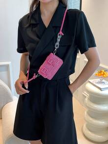 Women's Mini Fashionable Chain Strap Shoulder Bag For Daily Use - Hot Pink - View 8