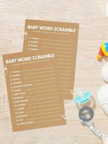 30 piezas Tarjetas de juego de descifrar palabras para baby shower, decoración de baby shower, revelación de género y suministros para fiestas de bautizo, tarjetas de juego de papel grueso, divertido y entretenido para los invitados, juegos de baby shower - Juego de descifrar palabras de baby shower, los juegos de baby shower talla grande divertidos de todos los tiempos - Multicolor - Ver 1