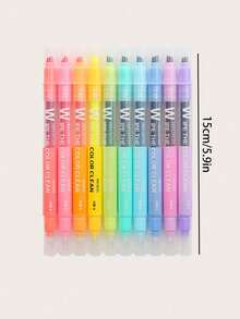 10 支/套沙特阿拉伯风格双头荧光笔套装，学校用品，返校 - 彩色 - 查看 8