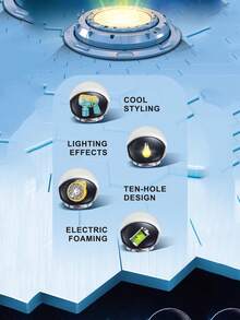 Máquina automática de burbujas con luces, soplador de burbujas de 10 orificios, juguete de fiesta y de exterior, adecuado como regalo para niños y amigos, regalo de Navidad (Líquido de burbujas y baterías no incluidos) - Multicolor - Ver 6