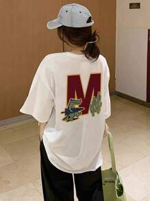 Made In Japan, Spring/Summer Cotton, Round Neck, Loose Fit, Versatile, Simple, English Print Short-Sleeve T-Shirt