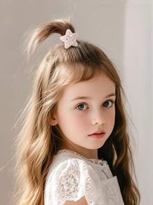 10pcs Girls Colorful Shiny Star Shaped Hair Ties, Elastic Hair Bands, Cute Princess Hair Accessories, Versatile Daily Use