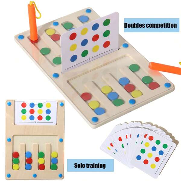 Quadro magnético de madeira para traçado, quadro de sequenciamento, tabuleiro de jogo de classificação e correspondência de cores, brinquedos educativos para treinamento de pegada de lápis para meninos e meninas