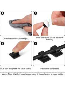 50Pcs Cable Clips Organizer Drop Wire Holder Organizer Clamp USB Data Line Home Wire Clips Accessories Cord Management Self-Adhesive Cable Manager Fixed Clamp Wire Winder - Multicolor - View 9