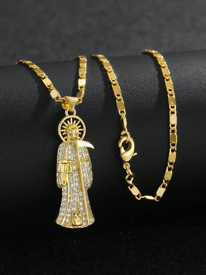 1 pièce Collier pendentif en forme de faucille à main, premier choix de cadeau pour les amis, éléments, classe de figures, personnalisé, collier pendentif avec strass