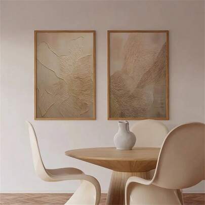 1 pièce/2 pièces Affiche murale art abstrait texturé beige minimaliste neutre, peinture sur canevas abstraite japonaise moderne Wabi-Sabi, décoration murale de luxe pour salon, chambre, bureau à domicile, dortoir, avec/sans cadre